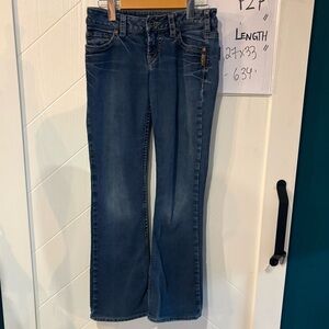 Silver Jeans Pionneer Mid Rise Bootcut (flares) Denim 27x30 Y2K Distressed Rodeo
